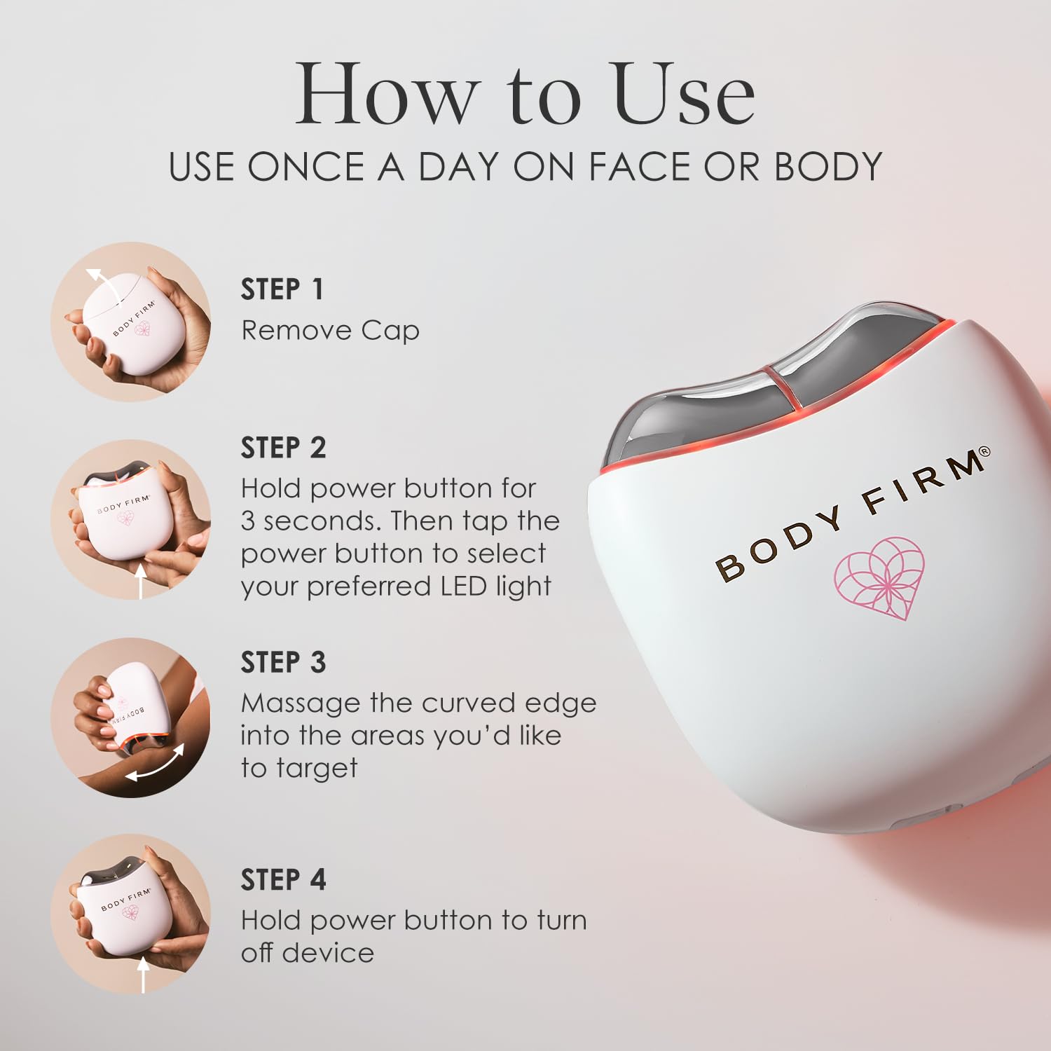 Body Firm Crepe Erase Skin Revitalizing Tool, Red Light Therapy Device, Lift & Smooth Body & Neck, Portable Handheld Heat & Vibration Beauty Tool for Skin Care Absorption & Body Repair