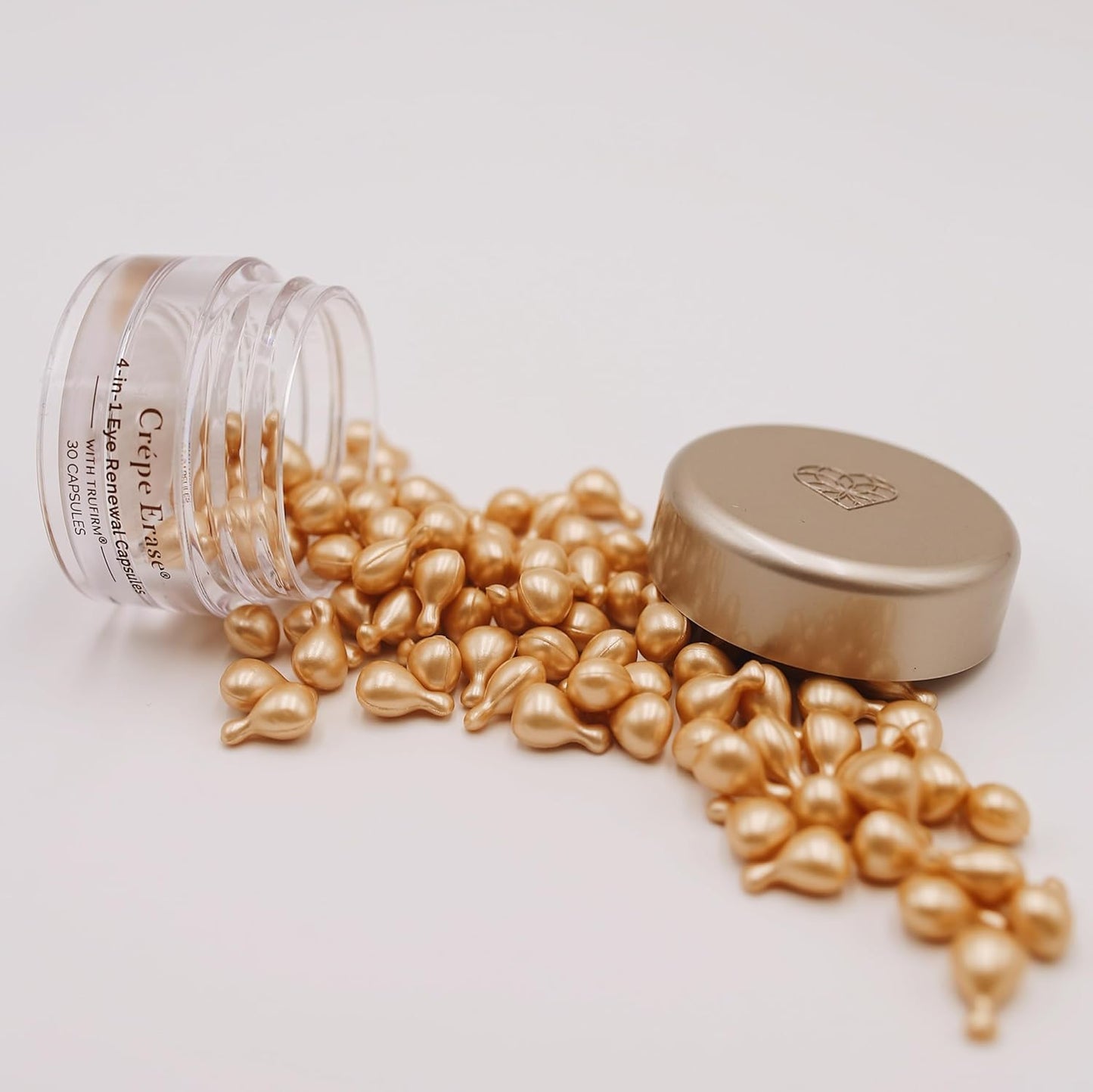 BODY FIRM Crepe Erase 4-in-1 Line Smoothing Capsules, Anti-Aging, Hydrating Face and Eye Serum with Hyaluronic Acid and Multi-Chain Peptide for Wrinkles, Crepe Skin & Fine Lines, 30 Count