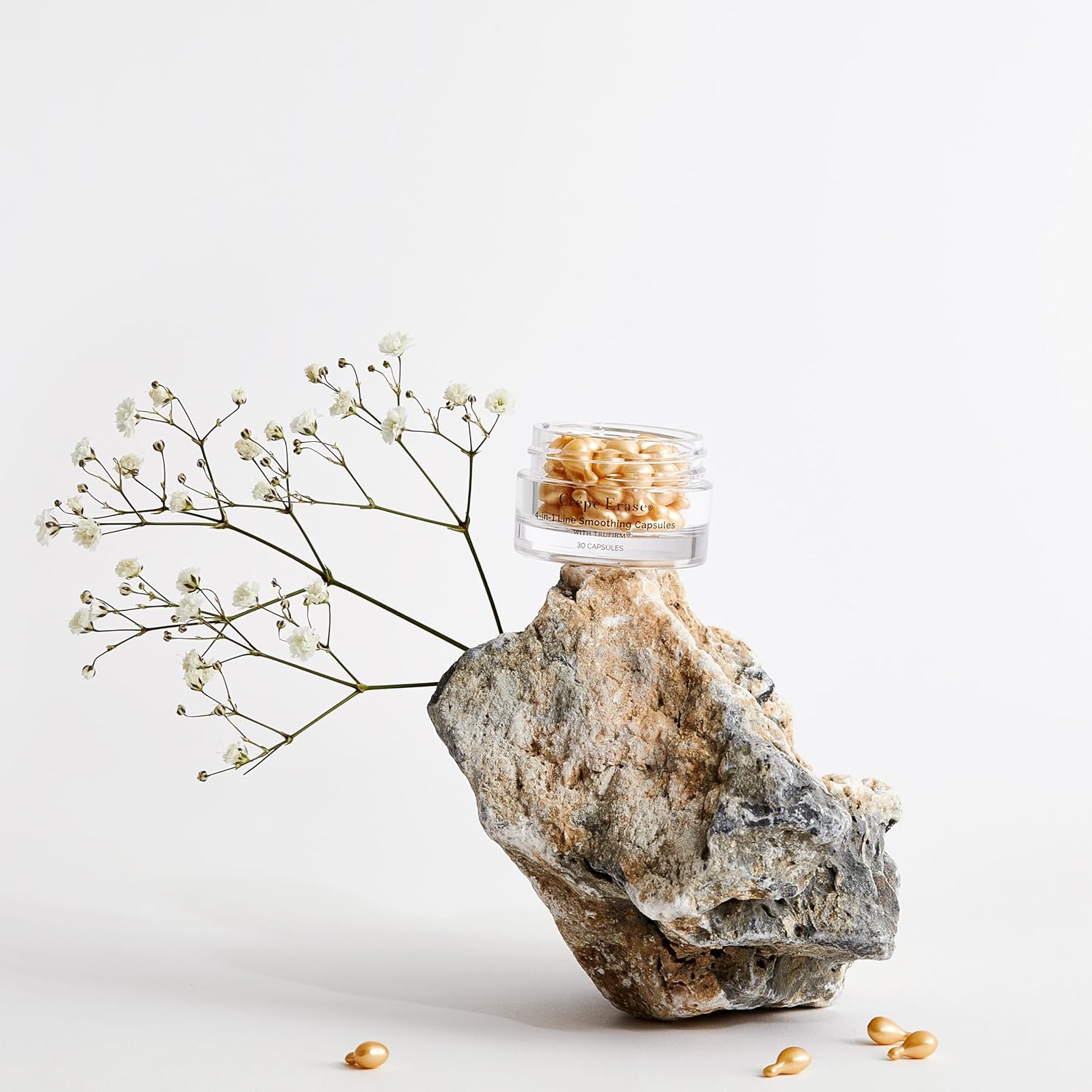 BODY FIRM Crepe Erase 4-in-1 Line Smoothing Capsules, Anti-Aging, Hydrating Face and Eye Serum with Hyaluronic Acid and Multi-Chain Peptide for Wrinkles, Crepe Skin & Fine Lines, 30 Count